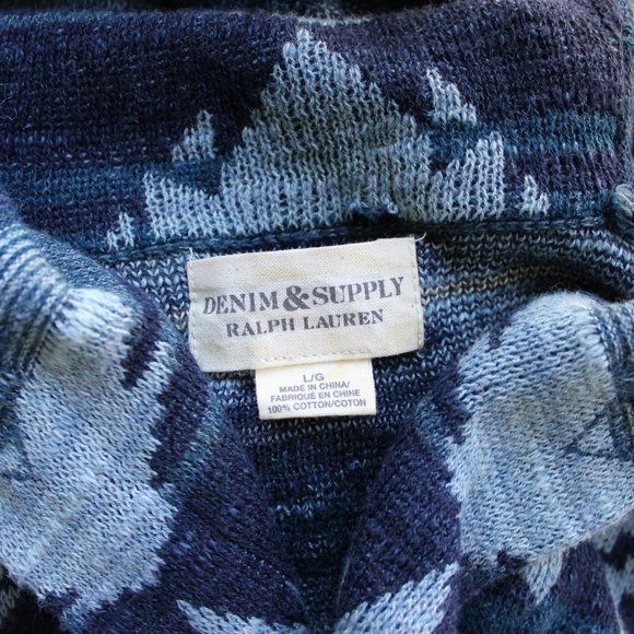 Ralph Lauren Denim & Supply Blue Southwest Cardigan Sweater Jacket L - Picture 10 of 10